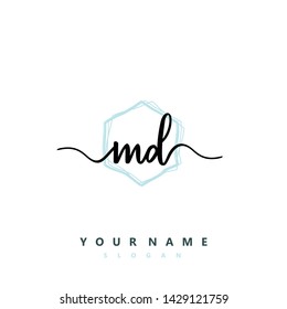 Initial MD handwriting logo template vector