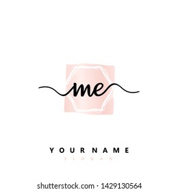 Initial ME handwriting logo template vector
