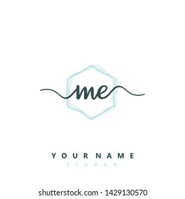 Initial ME handwriting logo template vector