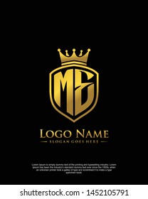 initial ME letter with shield style logo template vector