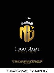 initial ME letter with shield style logo template vector