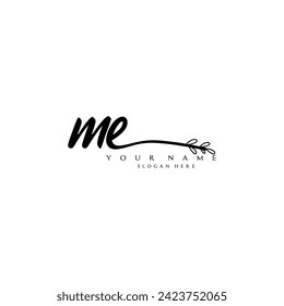Initial ME Logo handschriftlich Blumentypografie Ornament