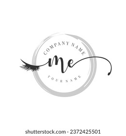 Initial ME monogram eye and eyelash handwriting