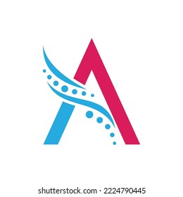 Initial-Design-Vorlage für ein medizinisches Logo mit DNA. Symbol für Naturwissenschaften