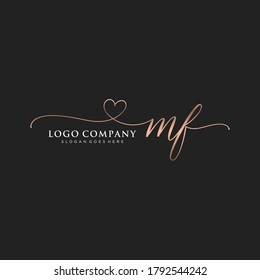 Initial MF beauty monogram and elegant logo design, handwriting logo of initial signature, wedding, fashion, floral and botanical with creative template.