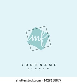 Initial MF handwriting logo template vector