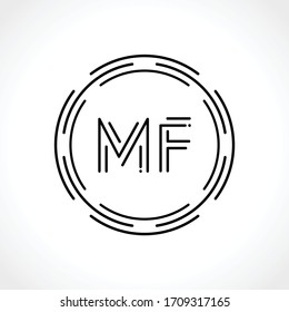 Initial MF letter Logo Design vector Template In Black Colors. Creative Circle Letter MF Vector Logo Illustration.