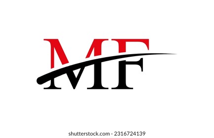 Initial MF letter Logo With Swoosh Design Graphic Vector Template for Business and Company Identity.