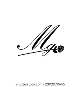 Initial MG handwriting flower typography ornament modern