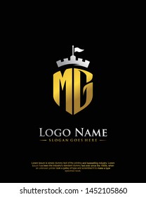 initial MG letter with shield style logo template vector