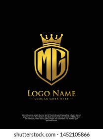 initial MG letter with shield style logo template vector