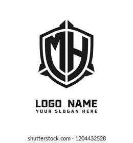 Initial MH abstract shield logo template vector
