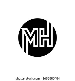 Vorlage für die Design-Vektorillustration des Logos mit Anfangsbuchstaben. Abstraktes Letter-MH-Logo-Design