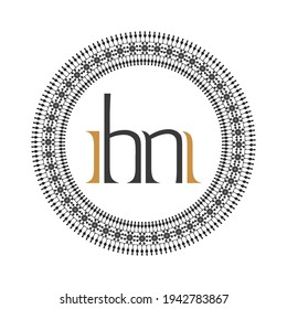 Diseño del logotipo de la carta MH inicial con borde vector 
