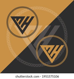 Plantilla del vector de diseño del logotipo de la carta MH inicial