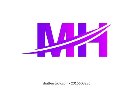 Initial MH letter Logo With Swoosh Design Graphic Vector Template for Business and Company Identity.