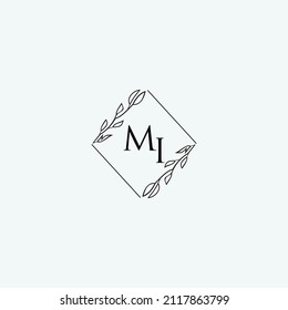 Initial MI beauty elegant logo design floral template illustration