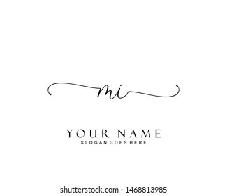 Initial MI beauty monogram and elegant logo design, handwriting logo of initial signature, wedding, fashion, floral and botanical with creative template.