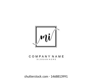 Initial MI beauty monogram and elegant logo design, handwriting logo of initial signature, wedding, fashion, floral and botanical with creative template.