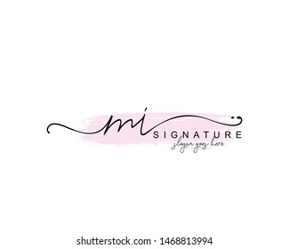 Initial MI beauty monogram and elegant logo design, handwriting logo of initial signature, wedding, fashion, floral and botanical with creative template.