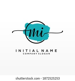 Initial MI beauty monogram and elegant logo design, handwriting logo of initial signature, wedding, fashion, floral and botanical with creative template.