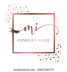 Initial MI calligraphy company eye and eyelash handwriting