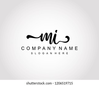 Initial MI handwriting logo vector