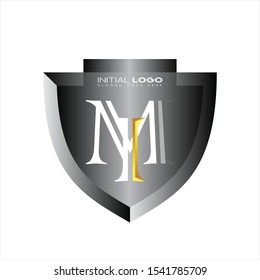 Initial MI, IM letter logo shield 