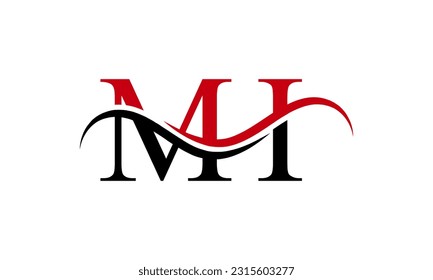 Initial MI letter Logo With Swoosh Design Graphic Vector Template for Business and Company Identity.
