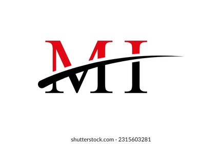Initial MI letter Logo With Swoosh Design Graphic Vector Template for Business and Company Identity.