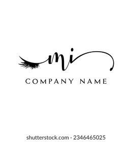 initial MI Logo lash logo eyelash vector modern symbols makeup