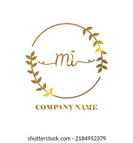 initial MI logo vector handwriting signature Elegant branding art