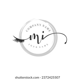 Initial MI monogram eye and eyelash handwriting