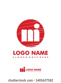 Initial MI negative space logo with circle template