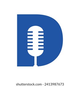 Initial Microphone Logo combine with letter D vector template