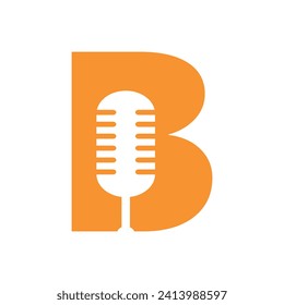 Initial Microphone Logo combine with letter B vector template