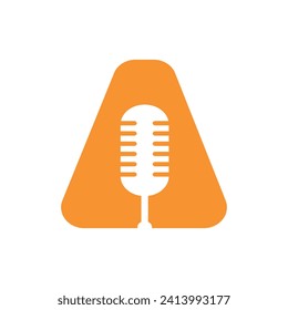 Initial Microphone Logo combine with letter A vector template