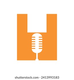 Initial Microphone Logo combine with letter H vector template