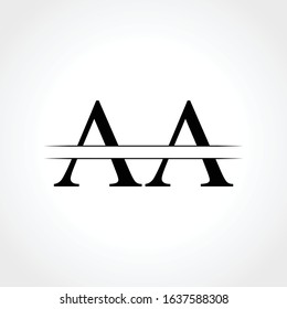 Initial Middle Line AA Letter Logo With Creative Typography Vector Template. Creative Abstract Letter AA Logo Design