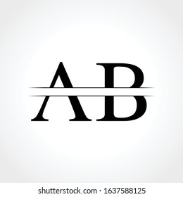 Initial Middle Line AB Letter Logo With Creative Typography Vector Template. Creative Abstract Letter AB Logo Design