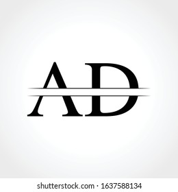 Initial Middle Line AD Letter Logo With Creative Typography Vector Template. Creative Abstract Letter AD Logo Design
