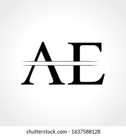 Initial Middle Line AE Letter Logo With Creative Typography Vector Template. Creative Abstract Letter AE Logo Design