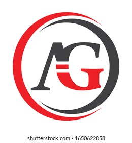 Logotipo de carta inicial de Middle Line AG con plantilla vectorial de tipografía creativa. Diseño del logotipo de Creative Abstract Letter AG