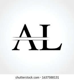 Initial Middle Line AL Letter Logo With Creative Typography Vector Template. Creative Abstract Letter AL Logo Design