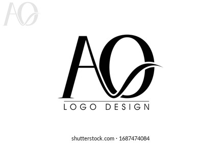 Initial Middle Line AO Letter Logo With Creative Typography Vector Template. 