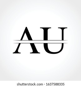 Initial Middle Line AU Letter Logo With Creative Typography Vector Template. Creative Abstract Letter AU Logo Design