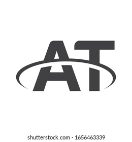 Initial Middle Line AT Letter Logo With Creative Typography Vector Template. Creative Abstract Letter AT Logo Design