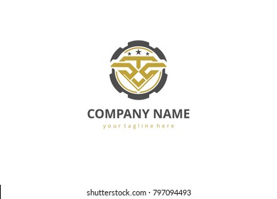 Initial military shield logo template
