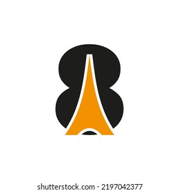 Initial Minimal Letter 8 Paris Logo Vector Symbol On White Background