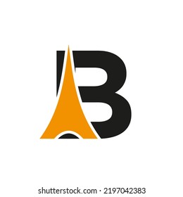 Initial Minimal Letter B Paris Logo Vector Symbol On White Background